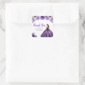 Sticker Carré Princesse florale en robe violet foncé Sweet Sixte (Sac)