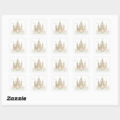 Sticker Carré Princesse Florale Rose Et Or Anniversaire (Feuille)