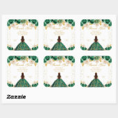Sticker Carré Princesse Florale Verte Quinceañera (Feuille)