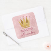 Sticker Carré Princesse Rose de la Couronne Or Blush rose étince (Enveloppe)