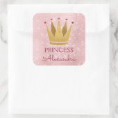 Sticker Carré Princesse Rose de la Couronne Or Blush rose étince (Sac)