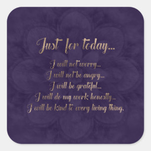 Sticker Carré Principes de Reiki - or sur le lotus pourpre