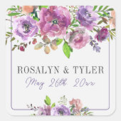 Sticker Carré Printemps fleurs florales violet bracelet violet M (Devant)