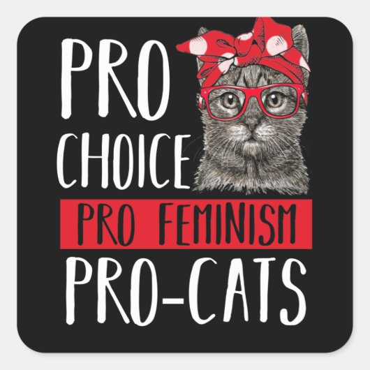 Sticker Carré Pro Choice Pro Feminism Pro Chats Chat Avec Bandan (Devant)