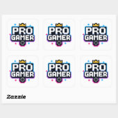 Sticker Carré PRO GAMER — Insigne Pixel Art 8 bits (Feuille)