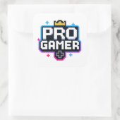 Sticker Carré PRO GAMER — Insigne Pixel Art 8 bits (Sac)