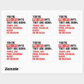 Sticker Carré Pro-Life jusqu'à leur naissance (Feuille)