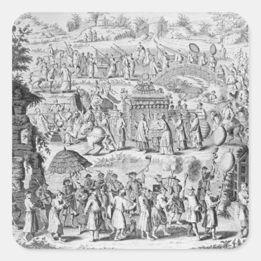 Sticker Carré Procession d'une mariée rentrant chez elle (Devant)