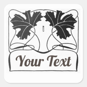 Sticker Carré Produit artisanal Vintage Art nouveau plante 