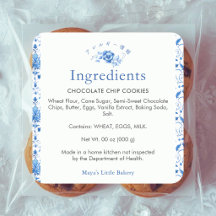 Produit d'ingrédients de boulangerie en damas bleu