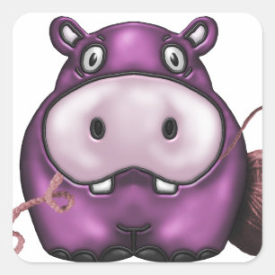 Sticker Carré produits hippo heureux