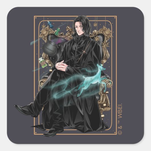Sticker Carré Professeur Anime Severus Snape assis (Devant)