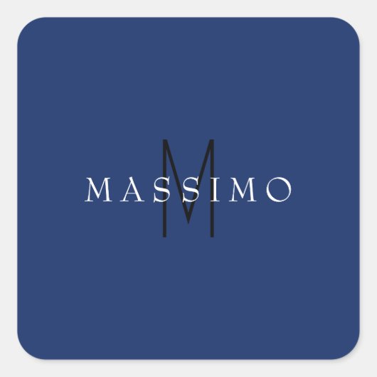 Sticker Carré Professional Black Monogram Blue Your Name (Devant)