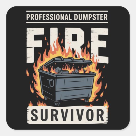 Sticker Carré Professional Dumpster Fire Survivor Funny Work  (Devant)