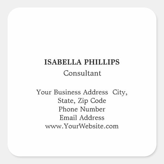 Sticker Carré Professionnel blanc minimaliste Plat Creative (Devant)