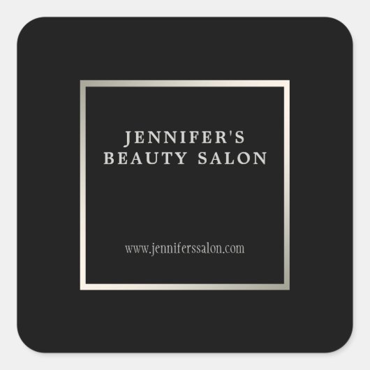 Sticker Carré Professionnel de promotion en argent noir moderne (Devant)