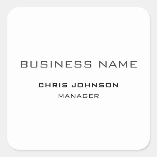 Sticker Carré Professionnel Moderne Plain Simple (Devant)