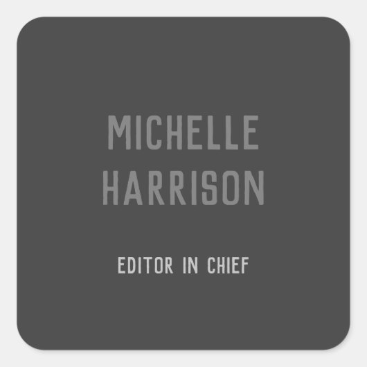 Sticker Carré Professionnel Moderne Simple Élégant Noir Gris (Devant)