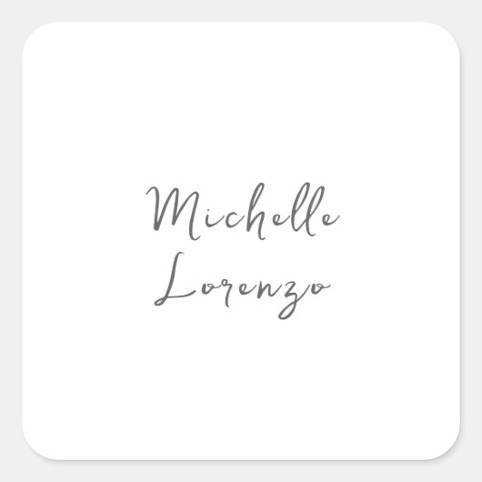 Sticker Carré Professionnel Moderne Simple Nom Brut Noir Blanc (Devant)