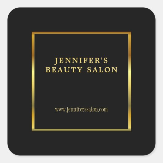 Sticker Carré Professionnel publicitaire en or noir moderne (Devant)