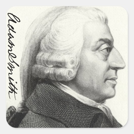 Sticker Carré Profil Adam Smith (avec signature) (Devant)