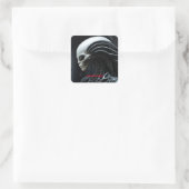 Sticker Carré Profil d'Alien spatial (Sac)