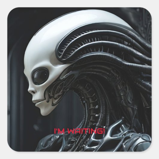 Sticker Carré Profil d'Alien spatial (Devant)