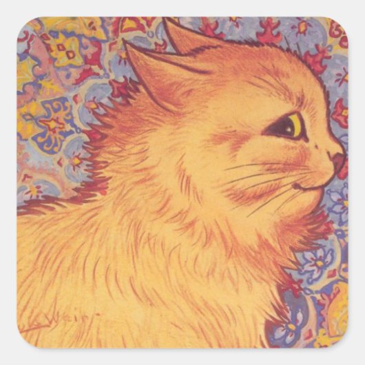 Sticker Carré Profil De Chat Par Louis Wain (Devant)
