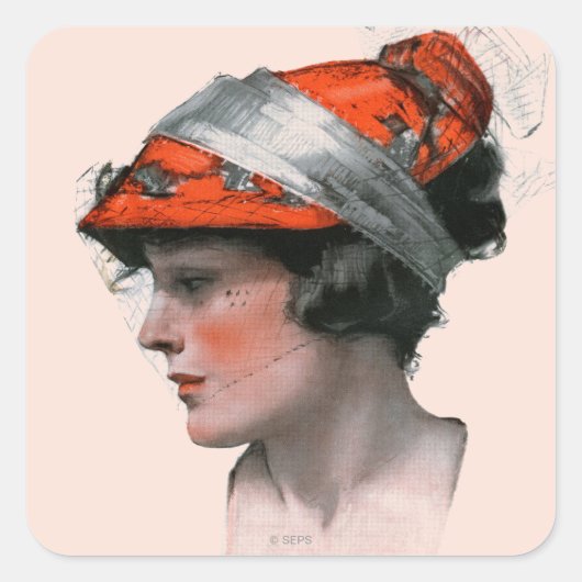 Sticker Carré Profil de Woman (Devant)