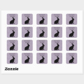 Sticker Carré Profil latéral Assis Bunny noir Silhouette violet (Feuille)