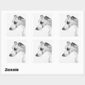 Sticker Carré Profil Whippet (Feuille)