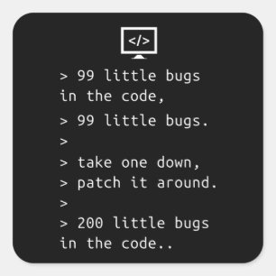 Sticker Carré Programmation Code de débogage Drôle cadeau