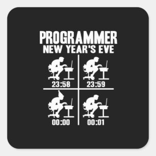 Sticker Carré Programmeur Nouvel An jamais