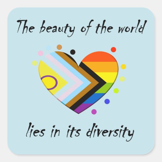 Sticker Carré Progrès inclusif Intersexe Fierté Diversité Slogan (Devant)