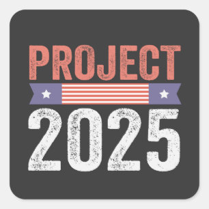 Sticker Carré Projet 2025 Trump American Patroitic T-Shirt