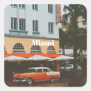 Sticker Carré Promenade océanique de Miami Souvenir de voyage