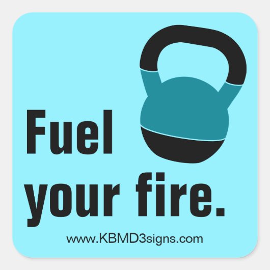 Sticker Carré Promo Coach Kettlebell - www - Fuel Your Fire (Devant)