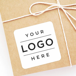Sticker Carré Promo personnalisé avec logo d'entreprise blanc