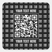 Sticker Carré Promotional QR code (editable) plus Logo Pattern (Devant)