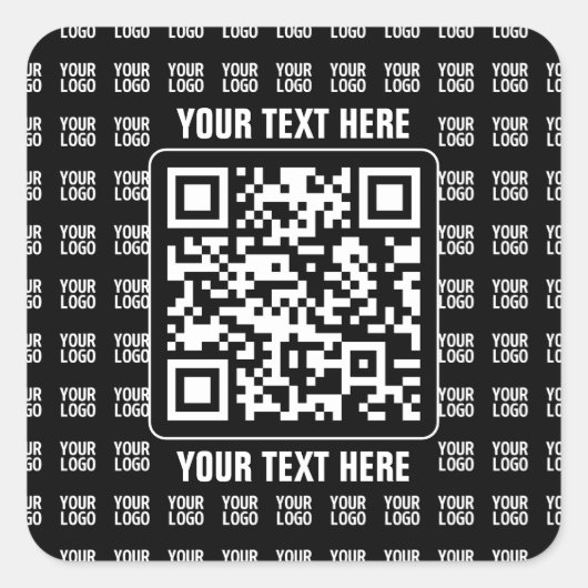 Sticker Carré Promotional QR code (editable) plus Logo Pattern (Devant)