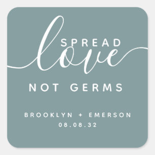 Sticker Carré Propager l'Amour Pas les Germes Gel Hydroalcooliqu