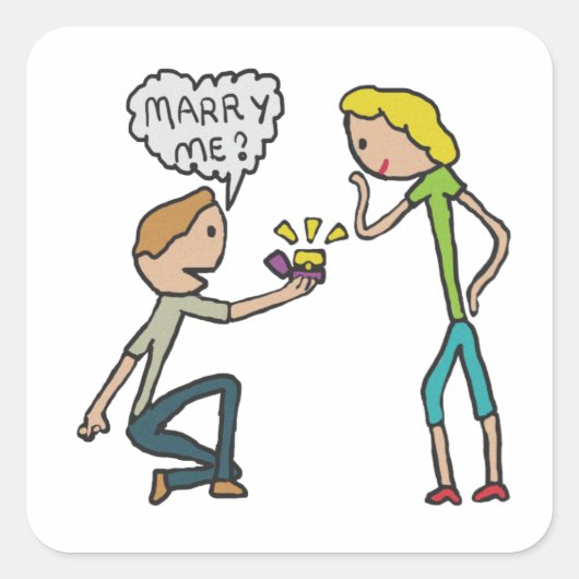 Sticker Carré Proposition de fiançailles Marry Me (Devant)