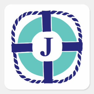 Sticker Carré Propriétaire de bateau nautique Monogrammed Life P