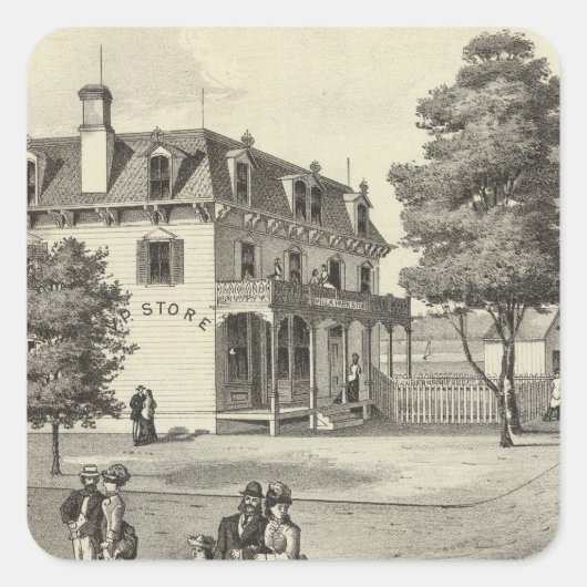 Sticker Carré Propriété de Wm V Reid, Villa Park, NJ (Devant)