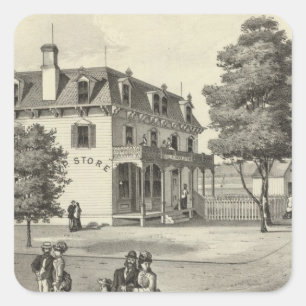 Sticker Carré Propriété de Wm V Reid, Villa Park, NJ