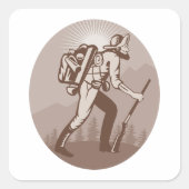 Sticker Carré Prospector Miner Randonnée (Devant)