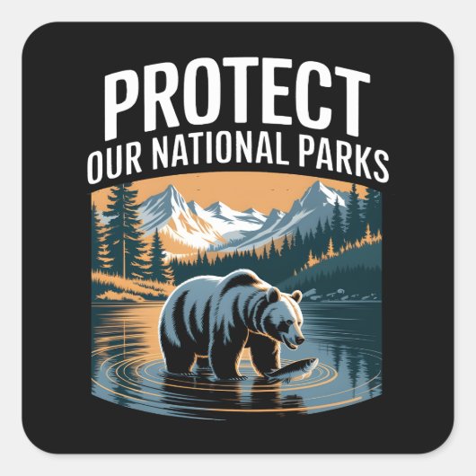 Sticker Carré Protéger nos parcs nationaux (Devant)