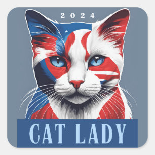 Sticker Carré Proud Cat Lady Democrat Élection américaine 2024