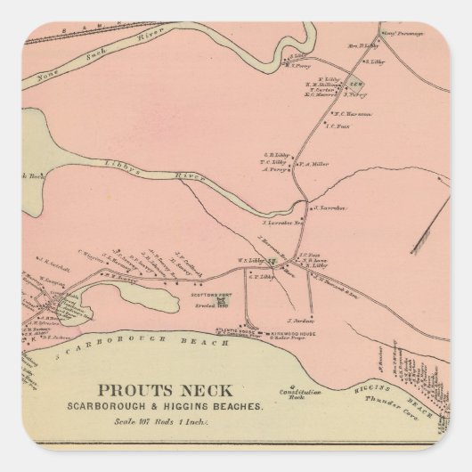 Sticker Carré Prouts Neck Scarborough, Higgins (Devant)