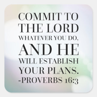 Sticker Carré Proverbes 16:3 Citation de la Bible